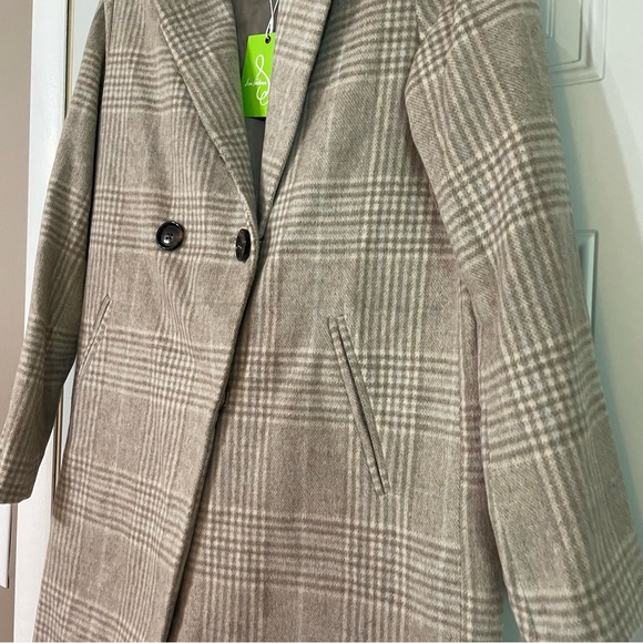 NWT Sam Edelman Windowpane Plaid Coat in Feminine Plaid Size S Wool blend - Picture 7 of 10